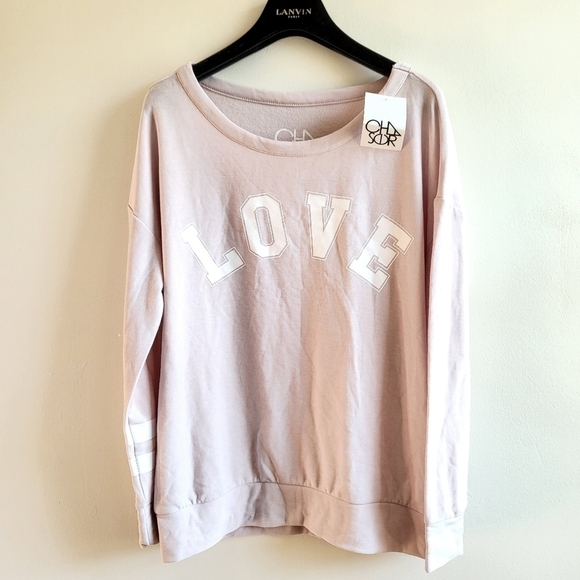 New Chaser Love Graphic Cozy Knit Crewneck L/S Pullover Sweatshirt XS NWT - Picture 8 of 13